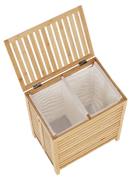 KONDELA Coş de rufe, bambus natural/alb, MENORK