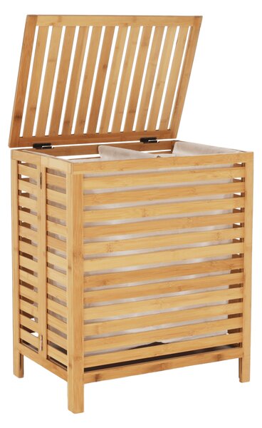 KONDELA Coş de rufe, bambus natural/alb, MENORK