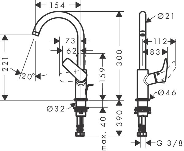 Hansgrohe Logis baterie lavoar stativ negru 71130670