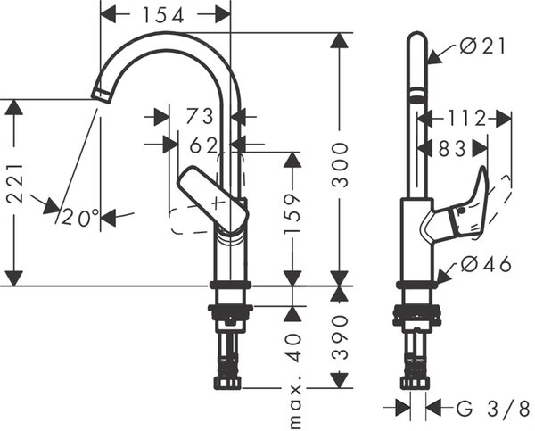 Hansgrohe Logis baterie lavoar stativ negru 71131670