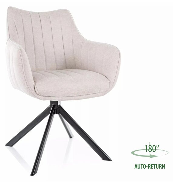 Scaun living rotativ AZALIA, bej deschis/negru, stofa clasica/metal, 6