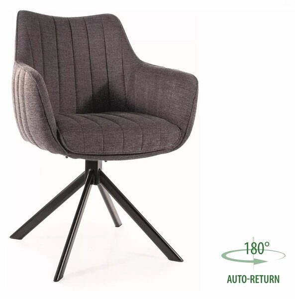 Scaun rotativ AZALIA, gri inchis/negru, stofa/metal, 61x58x86 cm