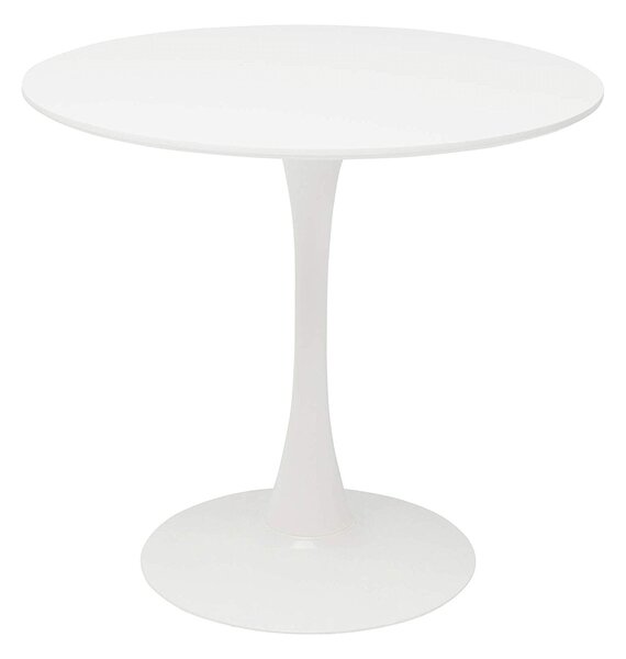 KONDELA Masă dining, rundă, alb mat, diametru 80 cm, REVENTON