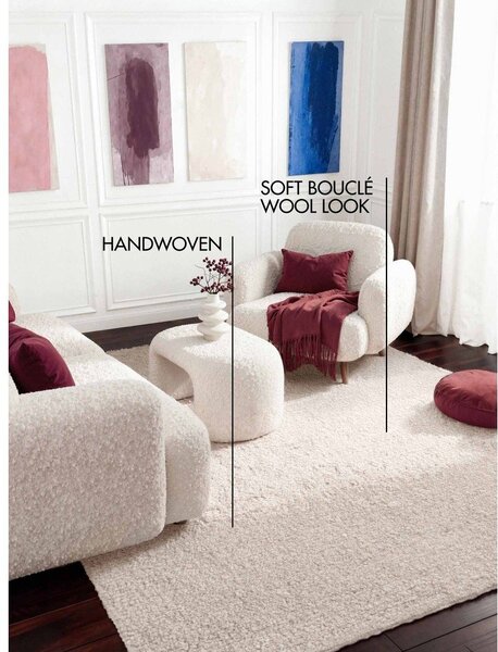 Covor fildeș țesut manual din material bouclé 160x230 cm Notting Hill Portobello – Ted Baker