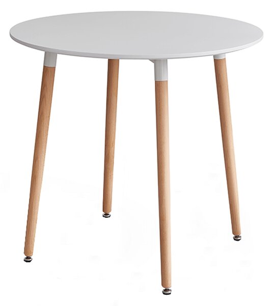 KONDELA Masă dining, alb/fag, diametru 80 cm, ELCAN NEW TYP 2
