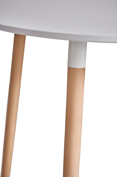 KONDELA Masă dining, alb/fag, diametru 80 cm, ELCAN NEW TYP 2