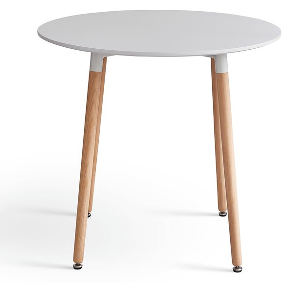 KONDELA Masă dining, alb/fag, diametru 80 cm, ELCAN NEW TYP 2