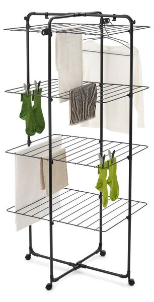 Uscător de rufe negru mat 30 m HangOn Tower – Brabantia