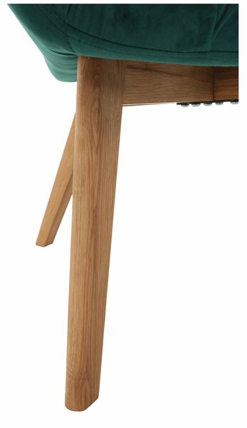 KONDELA Fotoliu de design, catifea Velvet smarald/stejar, FONDAR