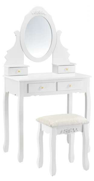 Set masa de toaletă Delia cu oglinda, scaun si 4 sertare - P57827232