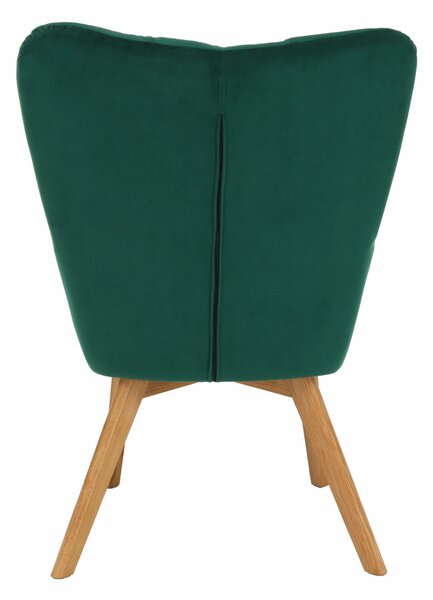 KONDELA Fotoliu de design, catifea Velvet smarald/stejar, FONDAR
