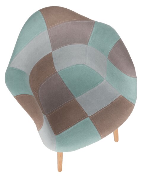 KONDELA Fotoliu de design, patchwork/mentol/maro/fag, KADIR NEW TIP 5