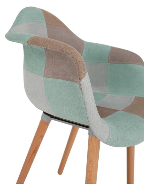 KONDELA Fotoliu de design, patchwork/mentol/maro/fag, KADIR NEW TIP 5