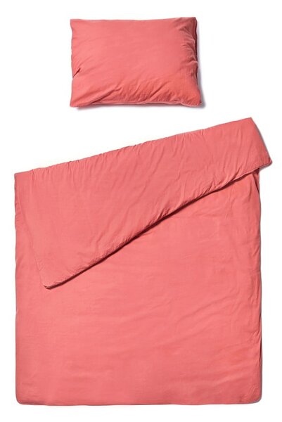 Lenjerie de pat din bumbac pentru o persoană Bonami Selection, 140 x 220 cm, roz corai