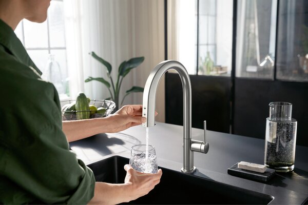 Hansgrohe Aqittura M91 baterie de bucatarie cu filtru pe picior oţel inoxidabil 76836800