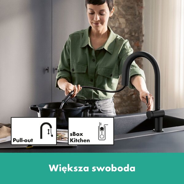 Hansgrohe Aqittura M91 baterie de bucatarie cu filtru pe picior negru 76836670
