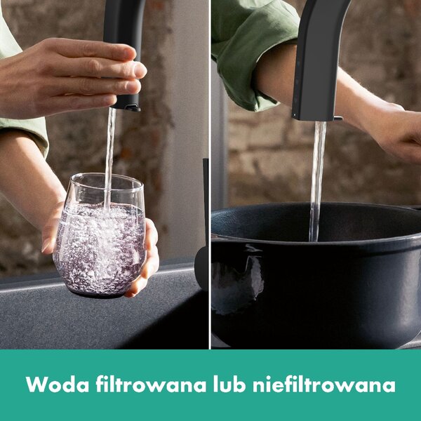 Hansgrohe Aqittura M91 baterie de bucatarie cu filtru pe picior negru 76836670