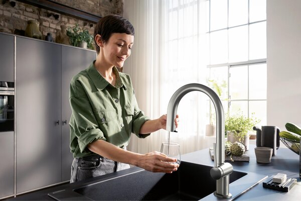 Hansgrohe Aqittura M91 baterie de bucatarie cu filtru pe picior oţel inoxidabil 76836800