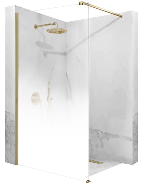 Rea Aero Ombre, paravan de duș walk-in 110x195 cm, sticlă transparentă de 8 mm cu model alb, profil auriu mat, REA-K2465
