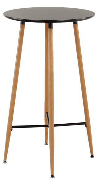 KONDELA Masă de bar, negru/stejar, diametru 60 cm, IMAM