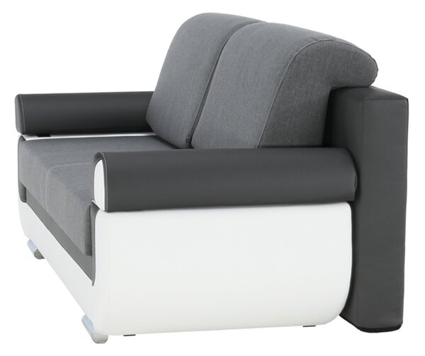 KONDELA Canapea, piele ecologică alba+gri/material textil gri, KARDYN