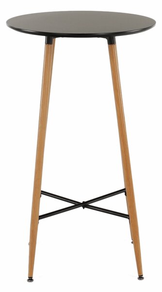 KONDELA Masă de bar, negru/stejar, diametru 60 cm, IMAM