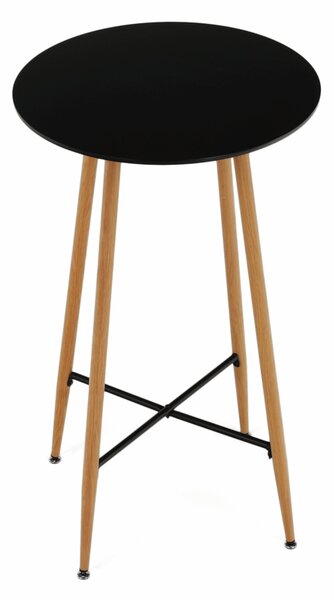 KONDELA Masă de bar, negru/stejar, diametru 60 cm, IMAM