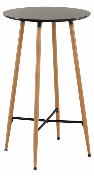 KONDELA Masă de bar, negru/stejar, diametru 60 cm, IMAM
