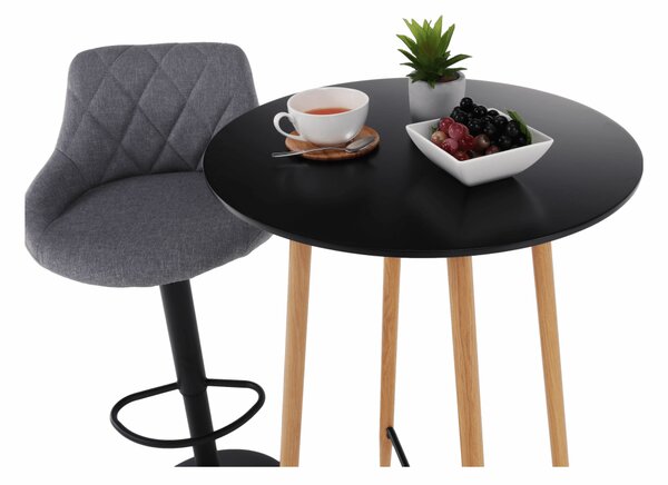 KONDELA Masă de bar, negru/stejar, diametru 60 cm, IMAM