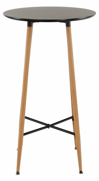 KONDELA Masă de bar, negru/stejar, diametru 60 cm, IMAM
