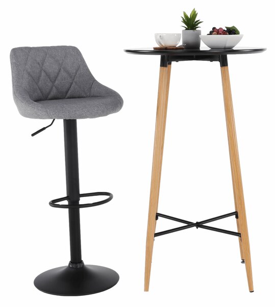 KONDELA Masă de bar, negru/stejar, diametru 60 cm, IMAM