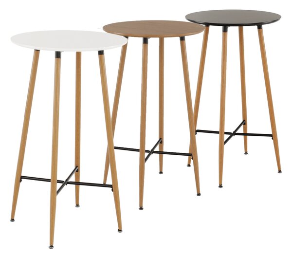 KONDELA Masă de bar, negru/stejar, diametru 60 cm, IMAM