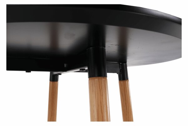 KONDELA Masă de bar, negru/stejar, diametru 60 cm, IMAM