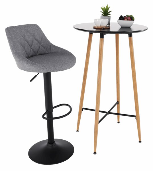 KONDELA Masă de bar, negru/stejar, diametru 60 cm, IMAM