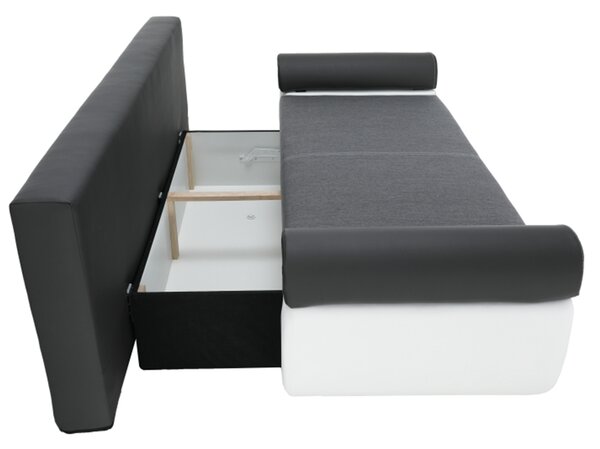 KONDELA Canapea, piele ecologică alba+gri/material textil gri, KARDYN