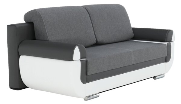 KONDELA Canapea, piele ecologică alba+gri/material textil gri, KARDYN