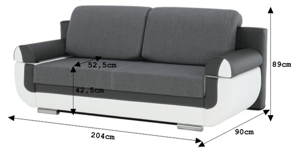 KONDELA Canapea, piele ecologică alba+gri/material textil gri, KARDYN