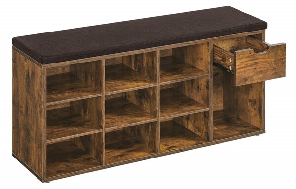Banca cu suport pantofi Model Lionel, Maro, 104x30.5x48 cm