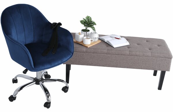 KONDELA Scaun de birou, material textil din catifea albastru / crom, EROL