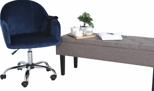 KONDELA Scaun de birou, material textil din catifea albastru / crom, EROL