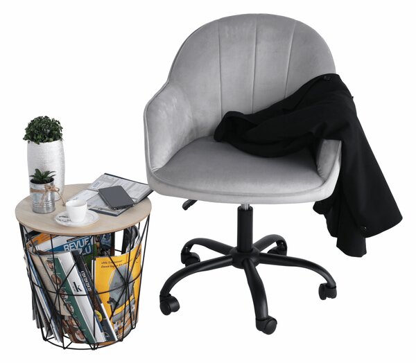 KONDELA Scaun de birou, material textil din catifea gri deschis / negru, EROL