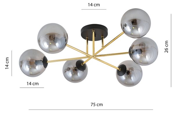 Emibig Magnum lampă de tavan 6x W negru-auriu 1269/6