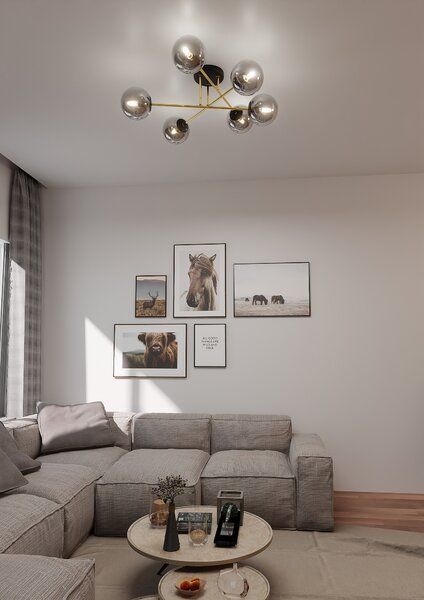 Emibig Magnum lampă de tavan 6x W negru-auriu 1269/6