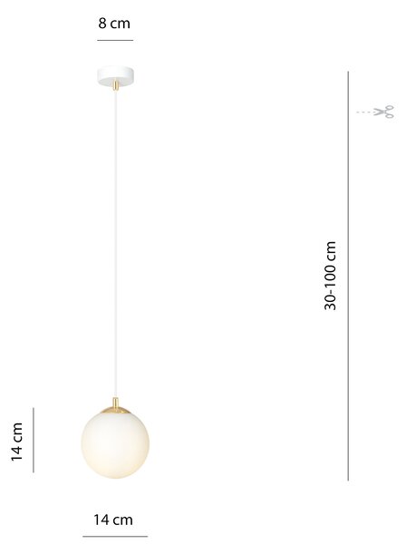 Emibig Royal lampă suspendată 1x10 W alb-auriu 1244/1