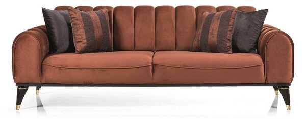 Canapea tapitata cu stofa, 3 locuri, cu functie sleep pentru 1 persoana Linda Caramiziu K2, l228xA100xH83 cm