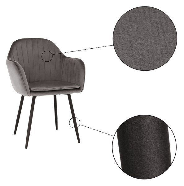 KONDELA Fotoliu de design, ţesătură catifea gri, ZIRKON