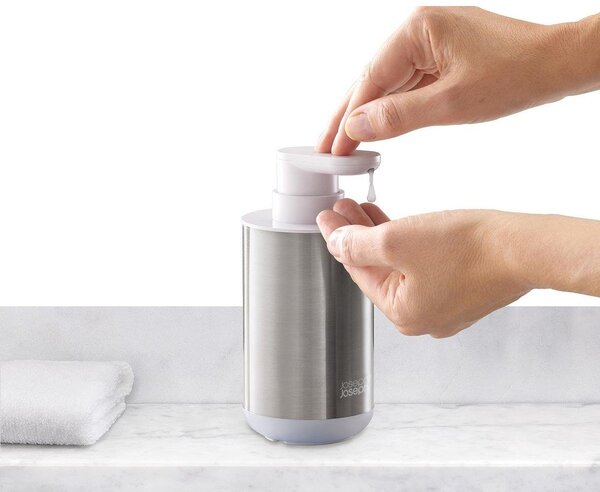 Dozator de săpun lichid argintiu din oțel inoxidabil 300 ml Duo Steel – Joseph Joseph