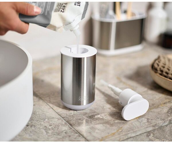Dozator de săpun lichid argintiu din oțel inoxidabil 300 ml Duo Steel – Joseph Joseph