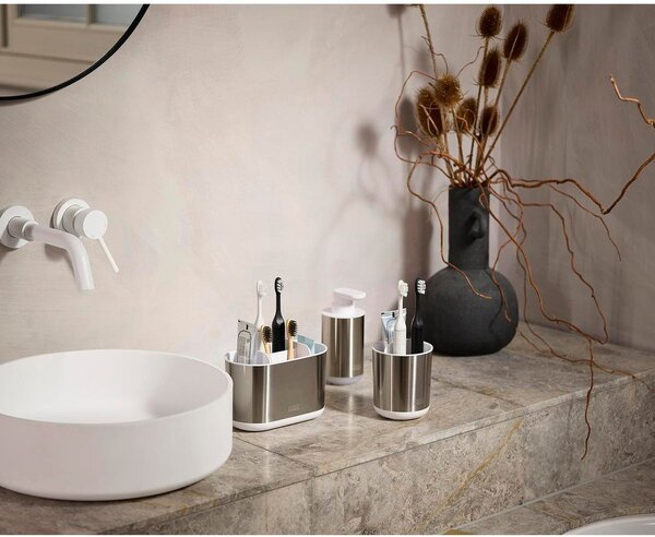Dozator de săpun lichid argintiu din oțel inoxidabil 300 ml Duo Steel – Joseph Joseph