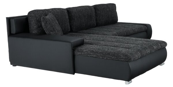 KONDELA Colţar, negru/negru şuviţat, TONIKS